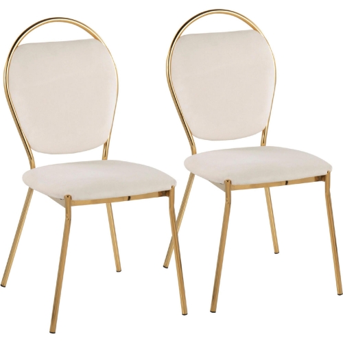 Keyhole Dining Chair in Green Velvet & Metal (Set of 2)